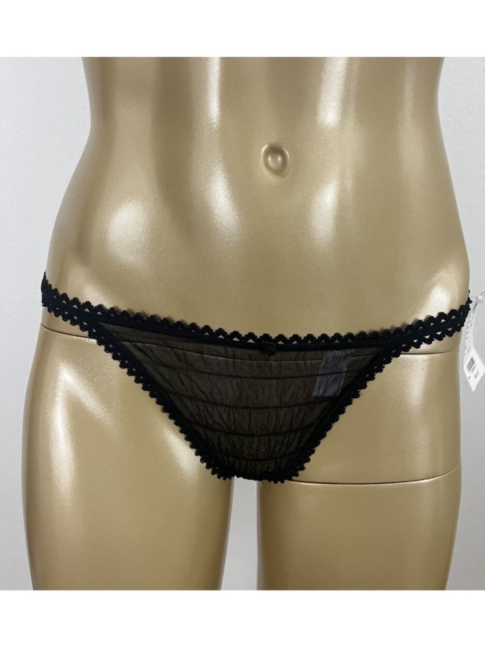 Vintage Y2K Charlotte Russe Women's M Black Sheer Thong Panty Nylon Spandex NWT